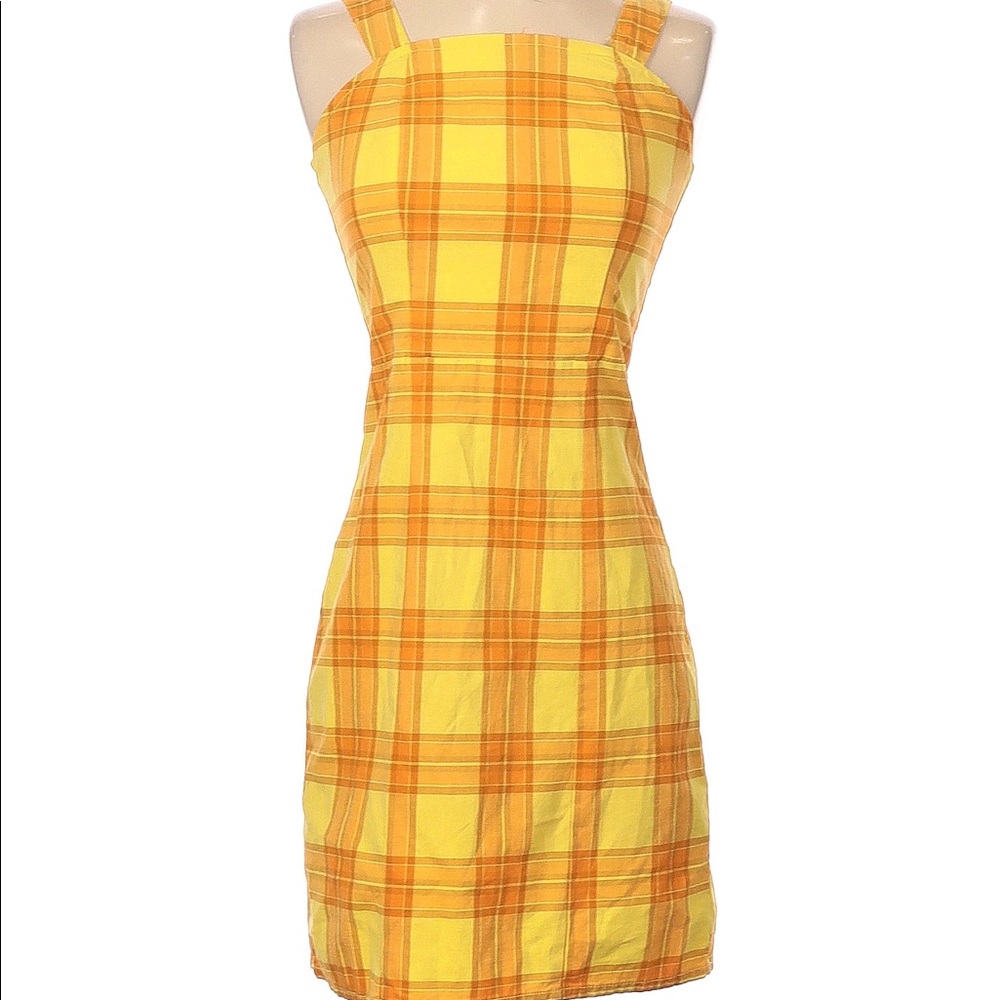 Yellow plaid dress